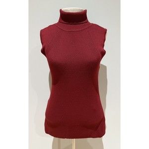 White House Black Market Sleeveless Burgundy Maroon Turtleneck Sweater Vest Med